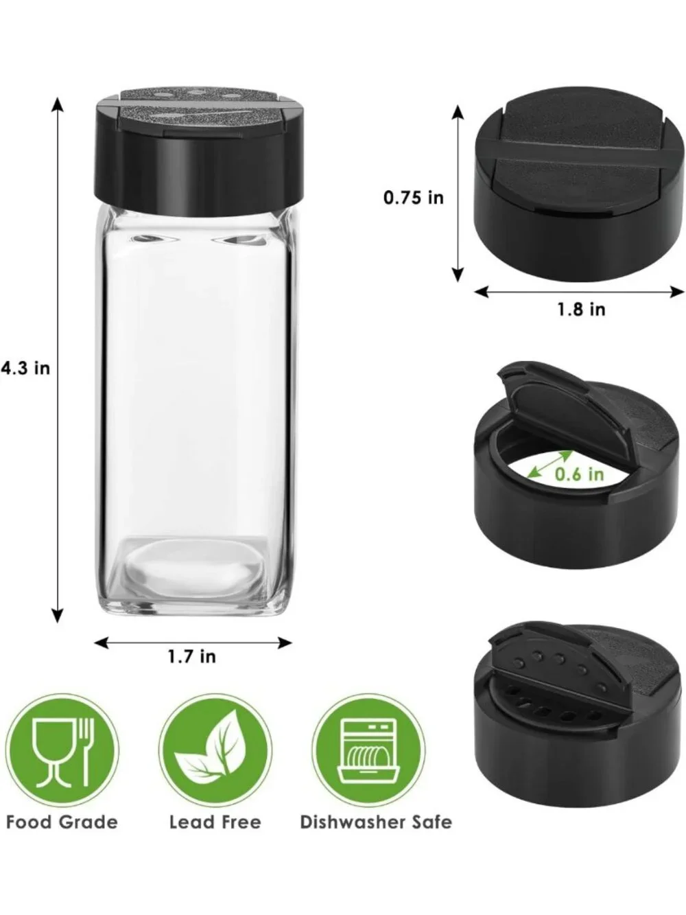 12 Pack Glass Spice Jars with Labels & Shaker Lids, 4oz Empty Containers